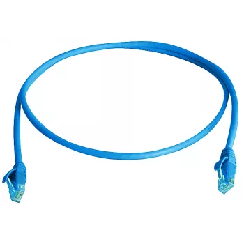 TELEGÄRTNER 100008077 Καλώδιο Patch Cat.6 U/UTP RJ45, 1m, Μπλε, LSZH, Επιβραδυντικό φλόγας, με προστασία από τσακίσματα