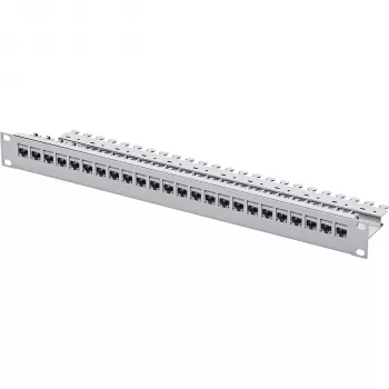 Telegärtner Patchpanel 24-Port Cat.6 UTP, 1U 19 ίντσες rackmount, Ανοιχτό Γκρι RAL 7035