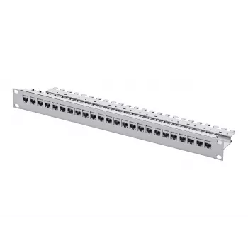 Telegärtner Patchpanel 24-Port Cat.6 UTP, 1U 19 ίντσες rackmount, Ανοιχτό Γκρι RAL 7035
