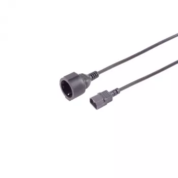 S CONN MAXIMUM CONNECTIVITY Καλώδιο προσαρμογέα ρεύματος IEC C14 σε CEE 7/3 Schuko, 1 m, 1 mm², μαύρο 09-07025