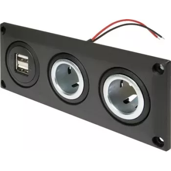 ProCar 67326500 Υποδοχή εντοιχισμού 12V/24V με θύρα φόρτισης USB, DIN/ISO 4165, 16A/8A, 5V/2.1A, μαύρο