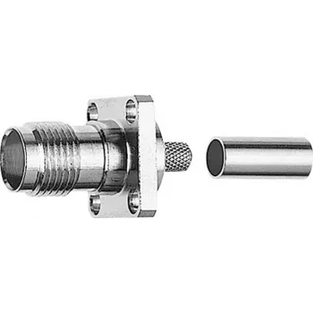 Telegärtner υποδοχή TNC θηλυκή με φλάντζα 50 Ohm crimp/crimp για RG-58 C/U, νικέλιο/χρυσό, 1 τεμ. J01011A0045