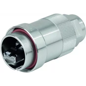 Telegärtner J60026A0000 TOC M12 D-coded 4-πολικός θωρακισμένος συνδετήρας επιτόπιας τοποθέτησης, ανοξείδωτος χάλυβας, βιδωτή κλέμα, IP68