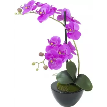 EUROPALMS Τεχνητή σύνθεση ορχιδέας 4, λευκή Phalaenopsis σε κεραμική γλάστρα, 60 cm 82530349