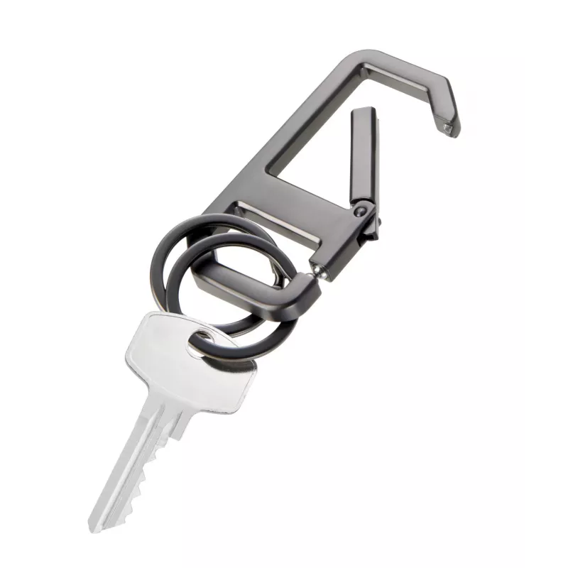 TROIKA ALVAR NERO Μπρελόκ με καραμπίνερ, Gunmetal/Μαύρο (KR26-05/GM)