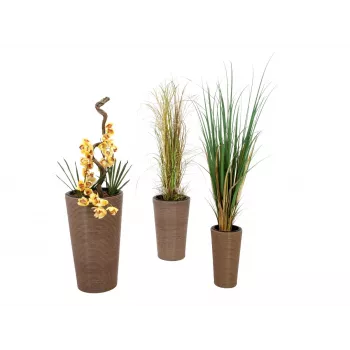 EUROPALMS India Διακοσμητικό σετ γλαστρών, 3 μεγέθη, Γκρι όψη πέτρας, Εσωτερικού/Εξωτερικού χώρου 83011268