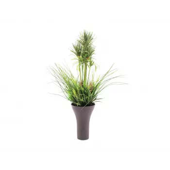 EUROPALMS σύνθεση τεχνητού γκαζόν, 90cm, πράσινη, σε μαύρη γλάστρα 82600137