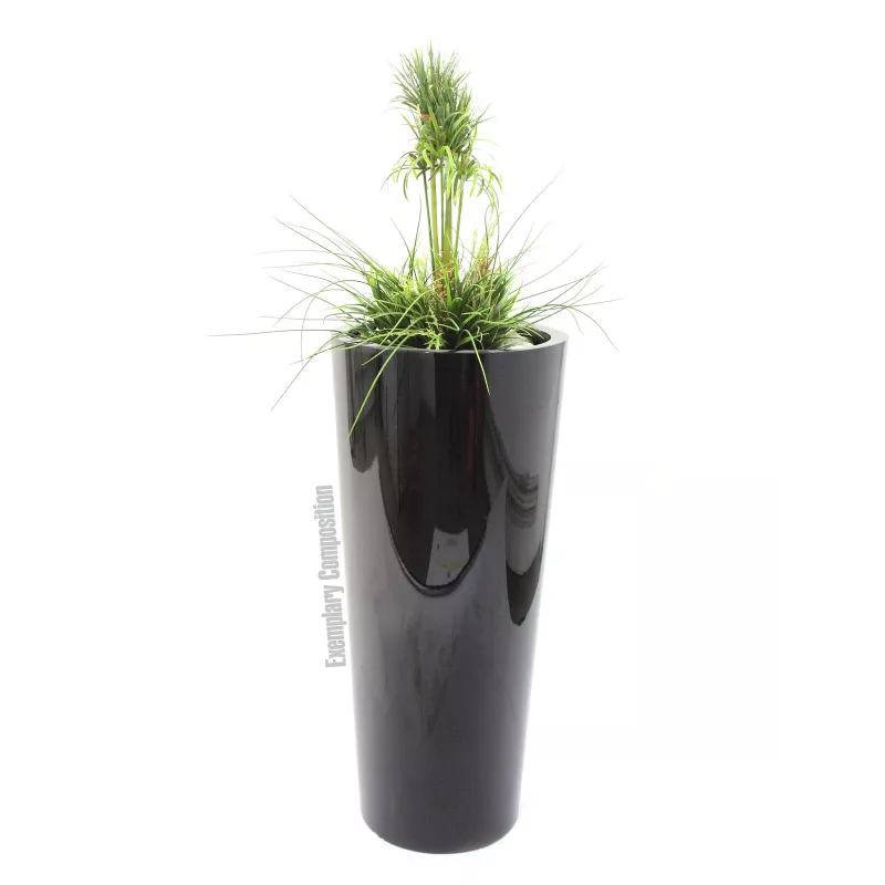EUROPALMS σύνθεση τεχνητού γκαζόν, 90cm, πράσινη, σε μαύρη γλάστρα 82600137