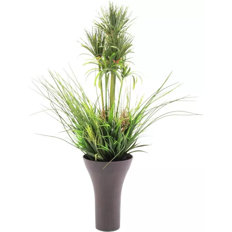 EUROPALMS σύνθεση τεχνητού γκαζόν, 90cm, πράσινη, σε μαύρη γλάστρα 82600137