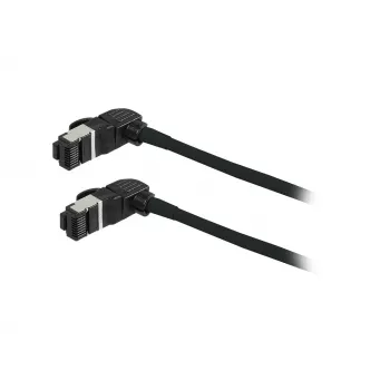 SYNERGY21 S218115 CAT6A S/FTP Slim καλώδιο patch, RJ45, 2m, μαύρο, 500MHz, LSZH, περιστρεφόμενο βύσμα