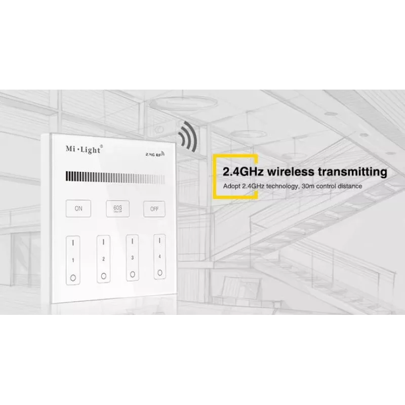 SYNERGY21 T1 MiLight Smart Panel μονόχρωμο τηλεχειριστήριο αφής 4 ζωνών