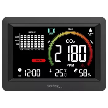 Technoline WL1028 CO2-Monitor Παρακολούθηση ποιότητας αέρα με συναγερμό Μαύρο