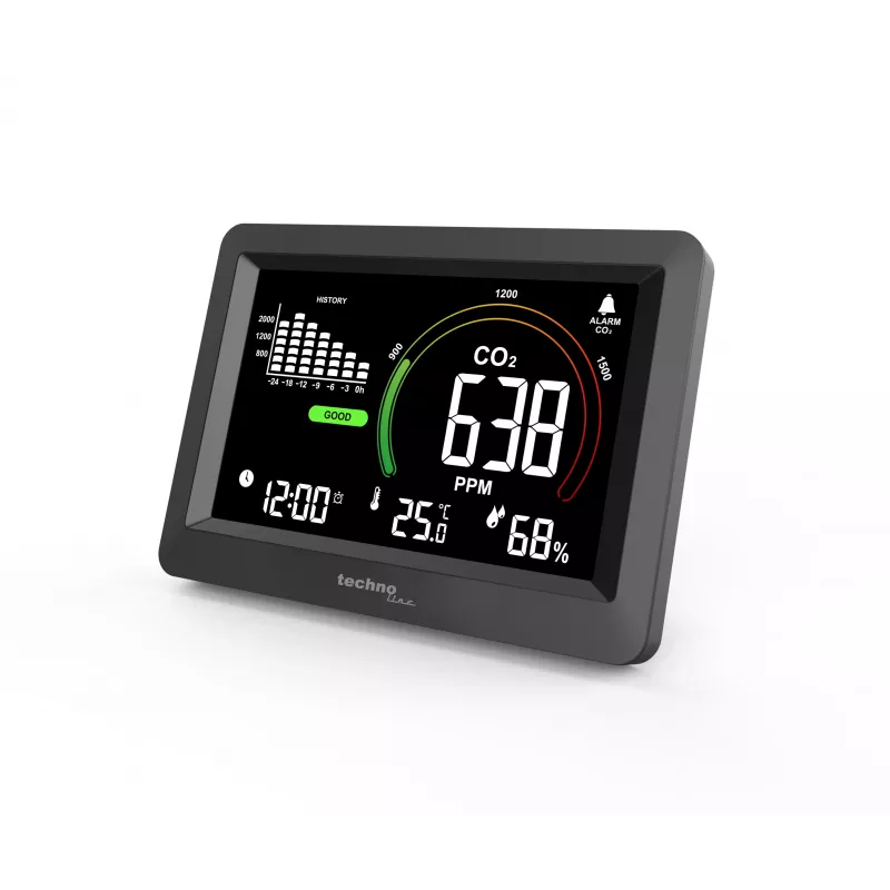 Technoline WL1028 CO2-Monitor Παρακολούθηση ποιότητας αέρα με συναγερμό Μαύρο