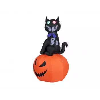 EUROPALMS Halloween Φουσκωτή φιγούρα γάτα με κολοκύθα, 183cm 83316152