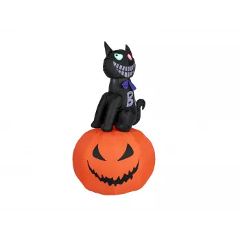 EUROPALMS Halloween Φουσκωτή φιγούρα γάτα με κολοκύθα, 183cm 83316152