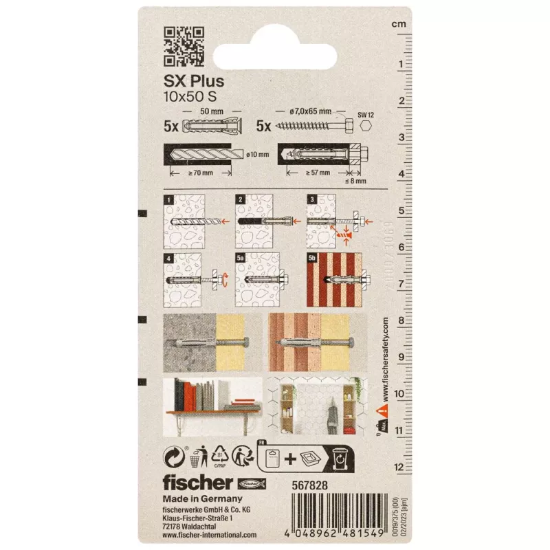 Fischer SX Plus ούπα 10 x 50 mm, 5 τεμ. 567828