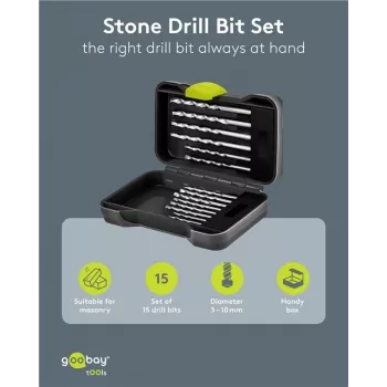 GOOBAY TOOLS Σετ 15 τεμ. τρυπανιών τοίχου 4-12 mm με μύτη καρβιδίου βολφραμίου σε θήκη 77849