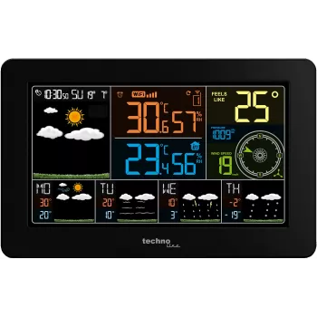 Techno Line WD2700 Μετεωρολογικός σταθμός Wi-Fi με πρόγνωση 4 ημερών, έγχρωμη οθόνη, αισθητήρας εσωτερικού/εξωτερικού χώρου