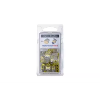 HellermannTyton HelaCon Plus Mini HCPM-2 Σύνδεσμος push-in, 2-πολικός, 0,5-2,5mm², διαφανές/κίτρινο, συσκευασία 20 τεμ. 148-90054