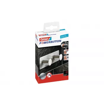 Tesa Powerbutton Classic Διπλό Άγκιστρο 12kg Χρώμιο 59333-00000-01