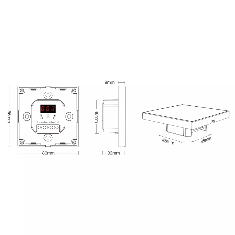 Miboxer LED Smart DALI Πάνελ αφής θερμοκρασίας χρώματος DT8 (DP2S)