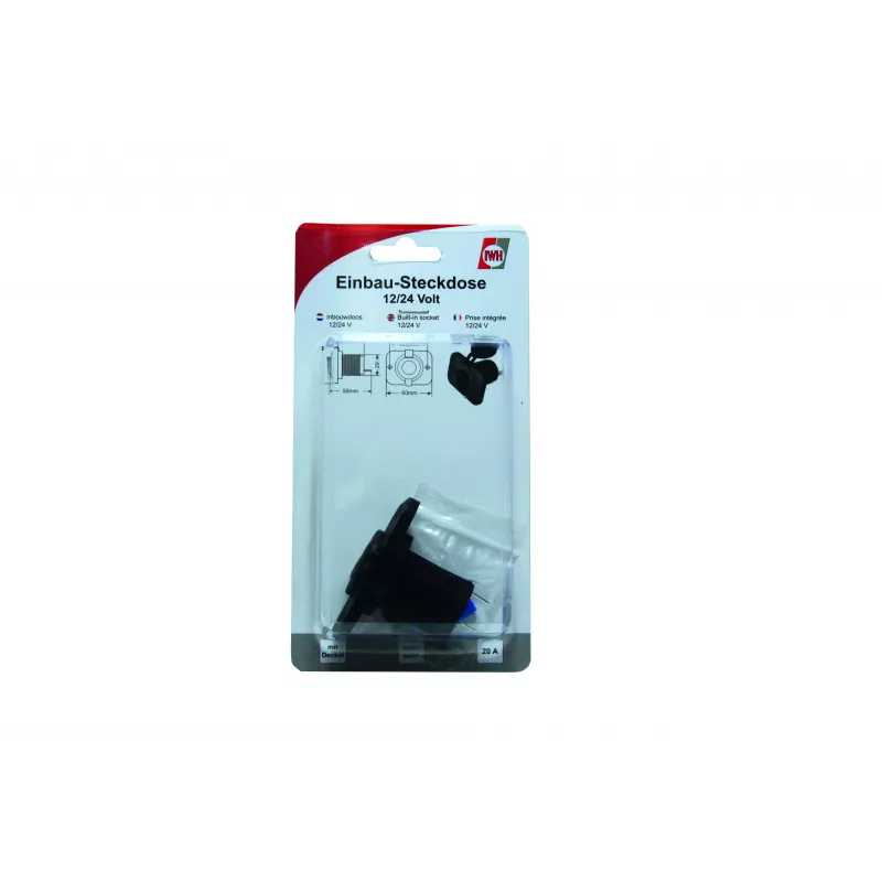 IWH υποδοχή χωνευτή 12/24V-DC, max. 20A, τύπου αναπτήρα, μαύρο 19002