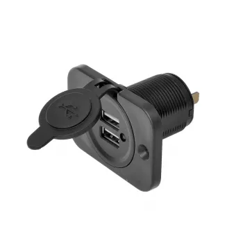 IWH Πρίζα εντοιχισμού διπλή USB 12/24V 2,1A 2x USB-A Μαύρο 019006