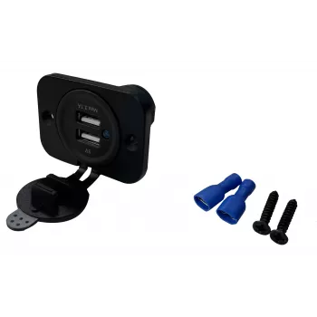IWH Πρίζα εντοιχισμού διπλή USB 12/24V 2,1A 2x USB-A Μαύρο 019006