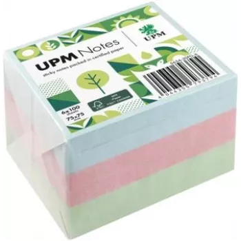 UPM Notes αυτοκόλλητες σημειώσεις 5654-20PG-6 παστέλ 75x75mm 100 φύλλα ανάμικτα 6 μπλοκ