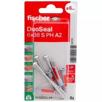 fischer DuoSeal 6 x 38 S PH TX A2 K NV σετ ούπα (4 τεμ.) 557731