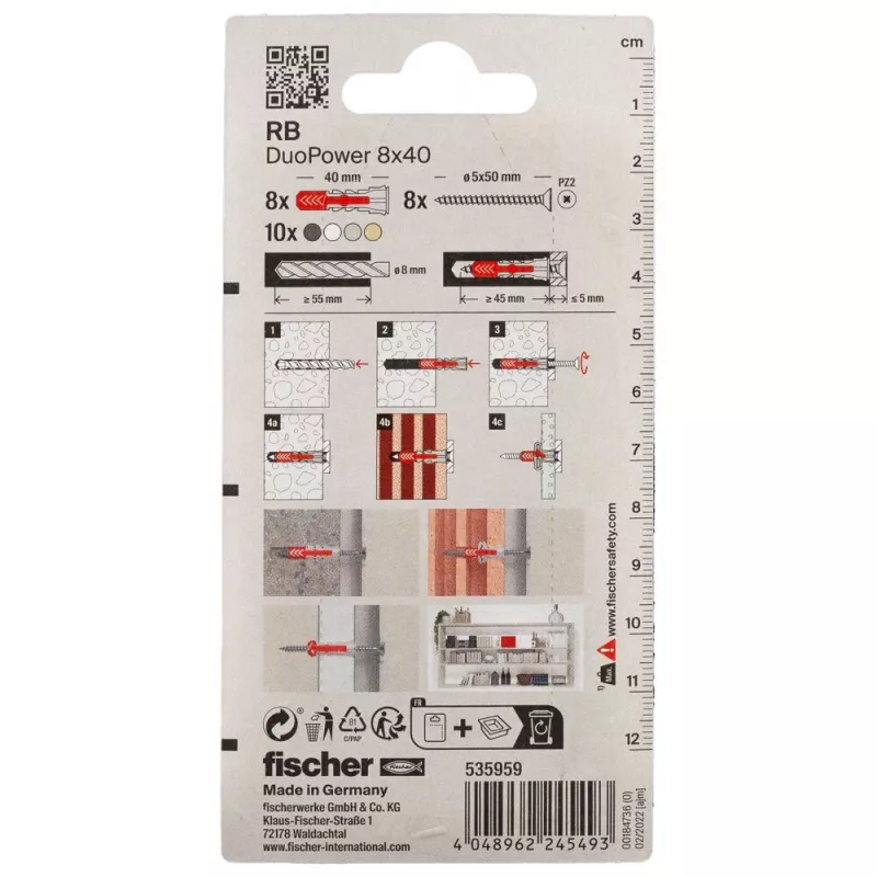 Fischer 535959 DuoPower 8 x 40 RB K NV σετ συναρμολόγησης 40 mm 8 mm 1 σετ