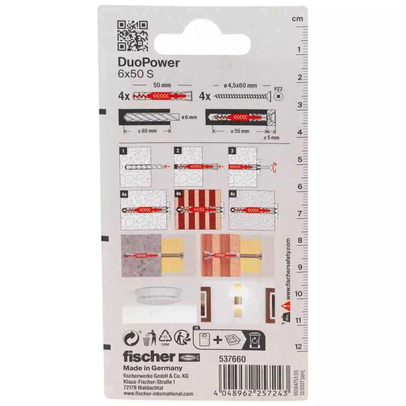 Fischer DuoPower 6 x 50 S K NV γενικό ούπα με βίδα, 1 σετ (537660)