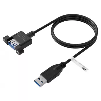 EFB Elektronik USB 3.0 Καλώδιο Επέκτασης, USB-A Βύσμα αρσενικό σε USB-A Υποδοχή θηλυκή για τοποθέτηση σε πάνελ, 1,8 m, Μαύρο K5265SW.1V2