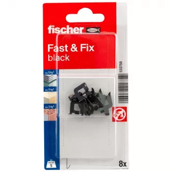 fischer Fast & Fix γάντζος τοίχου K NV μαύρος (1 σετ) – αυτοκόλλητος, χωρίς τρύπημα, επαναχρησιμοποιήσιμος