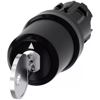 Siemens SIRIUS ACT Διακόπτης κλειδιού, 22mm, 2 θέσεων, Με ασφάλιση, 90°, Μαύρος πλαστικός μπροστινός δακτύλιος, Κλειδί SSG10 3SU10005HJ010AA0