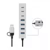 LogiLink Hub USB 3.0, 7 θυρών, 4x USB-A 3x USB-C, θήκη αλουμινίου