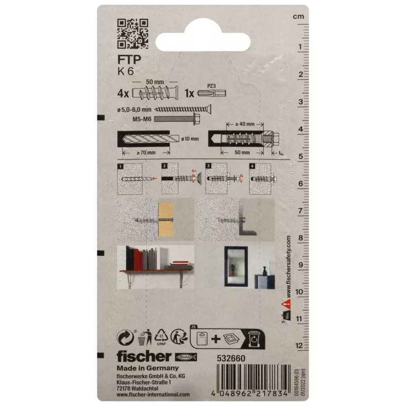 Fischer FTP K 6 K NV Άγκυστρο πορομπετόν 50 mm, Νάιλον, 1 τεμ. 532660
