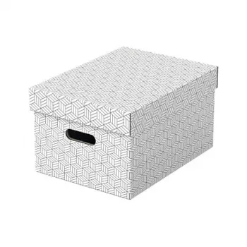 LEITZ 628282 Κουτί αποθήκευσης Home Medium, σετ 3 τεμ., Λευκό, 100% ανακυκλωμένο χαρτόνι, αφαιρούμενο καπάκι, στοιβαζόμενο