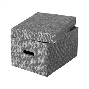 Esselte Κουτί Αποθήκευσης Home M, 17,5 L, 26,5 x 36,5 x 20,5 cm, Συσκευασία 3 τεμ., Λευκό/Γκρι (628283)