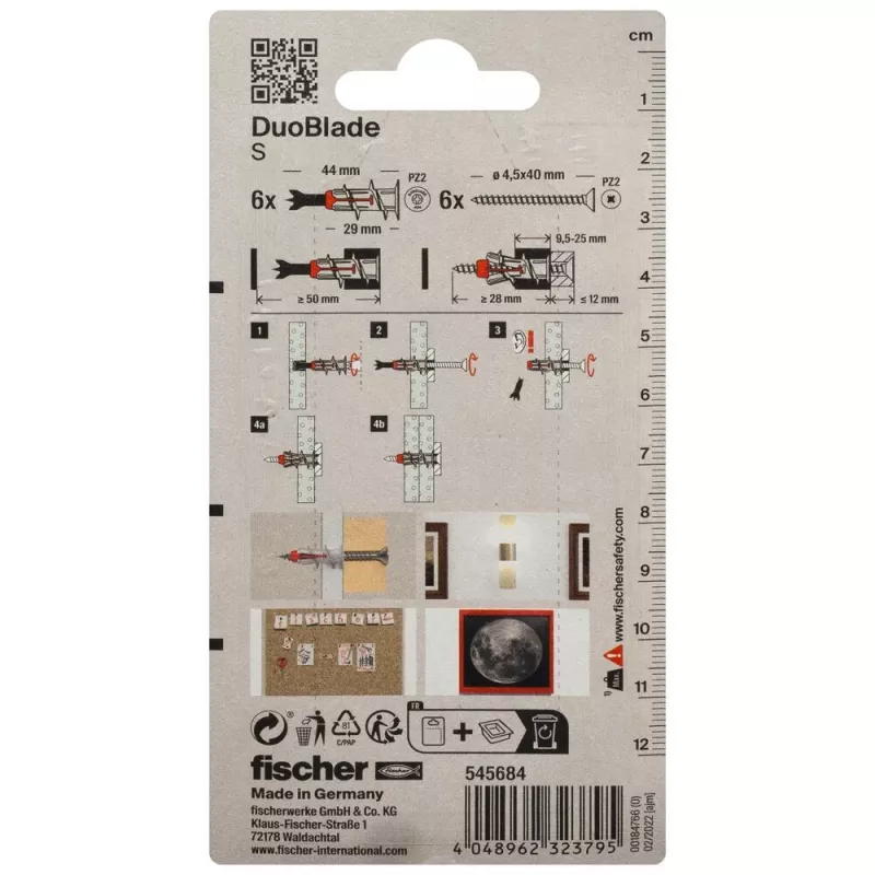 Fischer DuoBlade S K NV Ούπα γυψοσανίδας με βίδα, 1 σετ (545684)