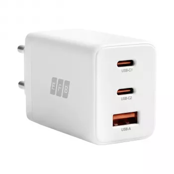 EFB Elektronik 65W GaN Φορτιστής τοίχου 2x USB-C + USB-A PD3.0 QC3.0 Λευκό G651A2CE