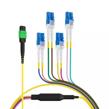 EFB Elektronik MPOF08LCOS2-10 MPO-PLUS/APC(F) σε LC OS2 Καλώδιο κορμού 8 ινών, Τύπος B, LSZH Κίτρινο, 10m