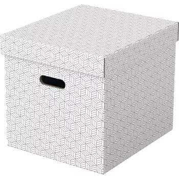 LEITZ Home Cube σετ κουτιών αποθήκευσης με 3 τεμ., λευκό, 100% ανακυκλωμένο χαρτόνι, αφαιρούμενο καπάκι 628288