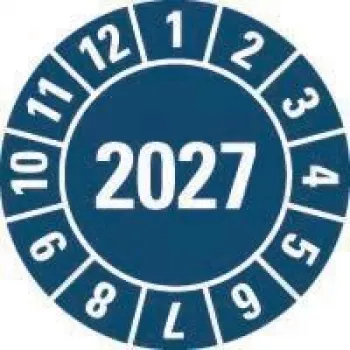 HEIN Industrieschilder αυτοκόλλητο ελέγχου 2027, μπλε, αυτοκόλλητο φιλμ, στρογγυλό 20 mm, 500 ανά ρολό 189463