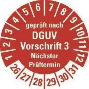 HEIN Industrieschilder DGUV V3 αυτοκόλλητο ελέγχου NP26-31, στρογγυλό 20 mm, μόνιμη πρόσφυση, λευκό, 500/ρολό 185658