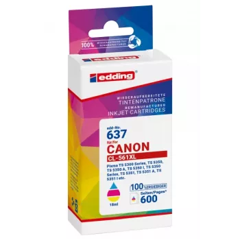 EDDING EDD-637 Tri-Colour Δοχείο μελανιού Συμβατό με Canon CL-561XL (Μεγάλη διάρκεια, 12,8 ml, 300 σελίδες)