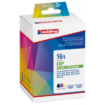 Edding 18-701 Συμβατές μελανοφόρες πολλαπλή συσκευασία για HP 912XL, Μαύρο/Κυανό/Ματζέντα/Κίτρινο