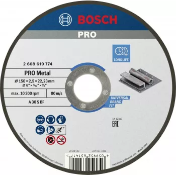Bosch Standard for Metal Δίσκος κοπής 150 mm x 1,6 mm x 22,23 mm, ευθύς, οξείδιο του αργιλίου, 1 τεμ. 2608619774