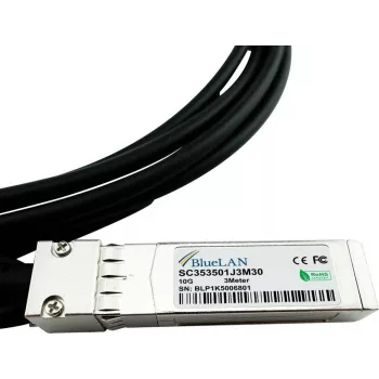 BlueLAN 10GBASE-CR παθητικό SFP+ σε SFP+ Direct Attach καλώδιο, 3m, AWG30, συμβατό με NVIDIA 980-9I68I-00J02A 980-9I68I-00J02A-BL