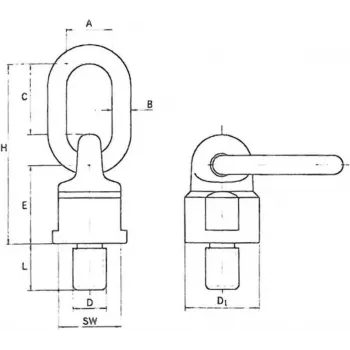 Wiedenmann Κρίκος με κοχλία M16x32 TF 1,5t GÜ8 360° περιστρεφόμενος κόκκινο 55wawk1500-m16x32
